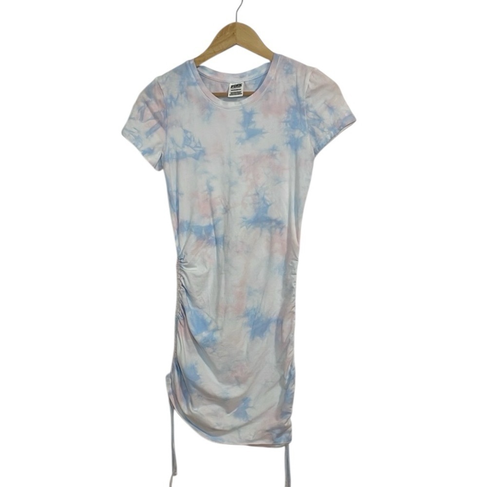 Victoria Secret PINK Pastel Tie-Dye Ruched T-Shirt Dress, cover-Up, XS